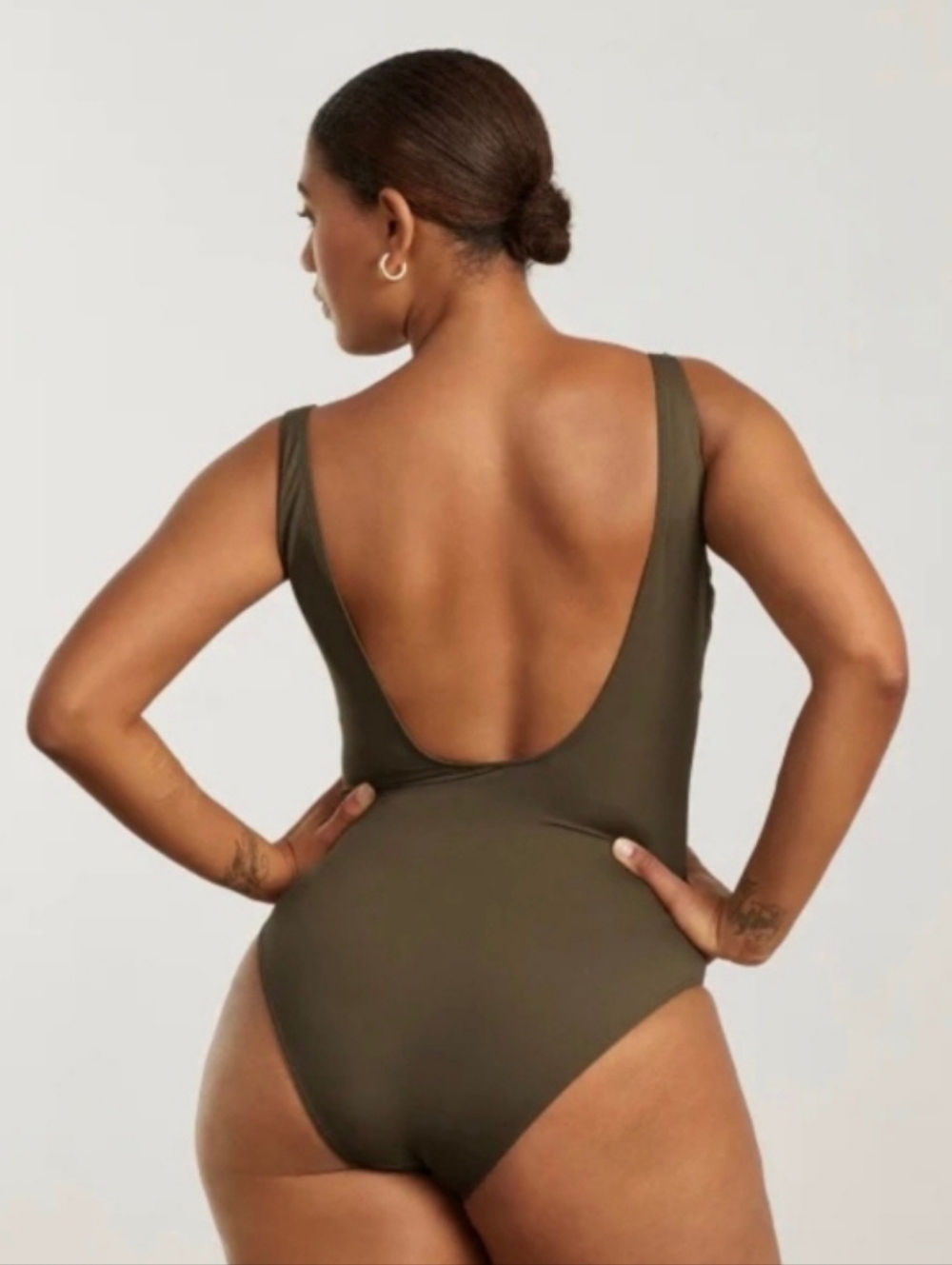 Everlane Olive Square Neck One-Piece Swimsuit - Picture 2 of 6